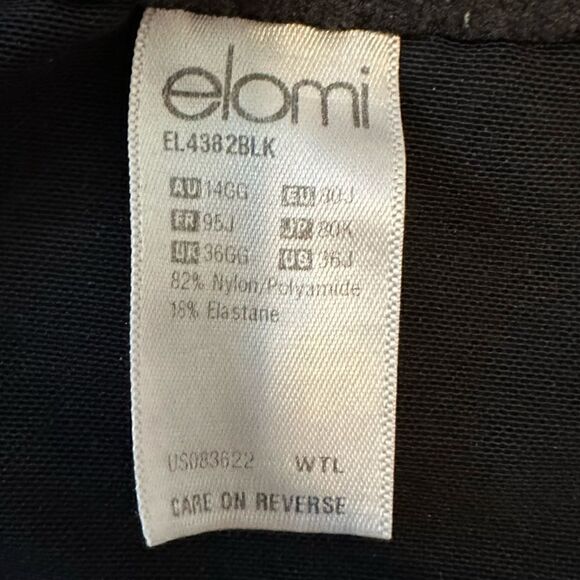 Elomi- Charley- Black Lace Full Figure Underwire Unlined Plunge Bra, Size 36J - Picture 4 of 11